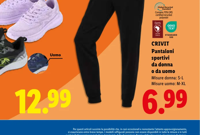 Pantaloni sportivi da donna o da uomo - Crivit