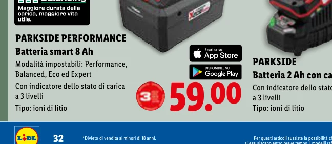 PERFORMANCE Batteria smart 8 Ah - Parkside