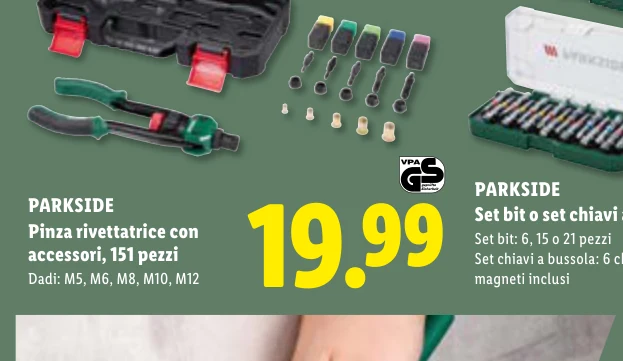 Pinza rivettatrice con accessori, 151 pezzi - Parkside