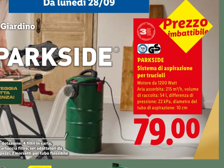 Sistema di aspirazione per trucioli - Parkside