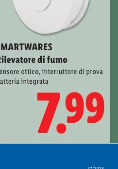 SMARTWARES Rilevatore di fumo Sensore ottico, interruttore di prova Batteria integrata