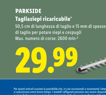 Tagliasiepi ricaricabile* - Parkside