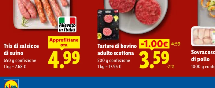 Tartare di bovino adulto scottona
