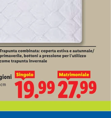 Trapunta combinata: coperta estiva e autunnale primaverile, bottoni a pressione per ’utilizzo come trapunta invernale