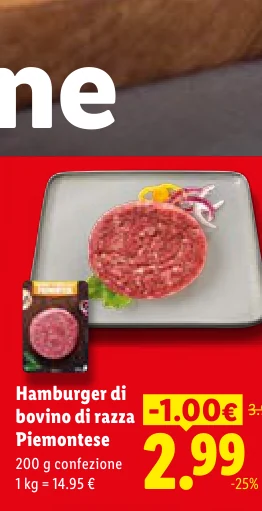 Hamburger di bovino di razza Piemontese