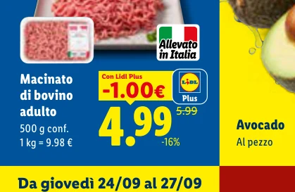 Macinato di bovino adulto