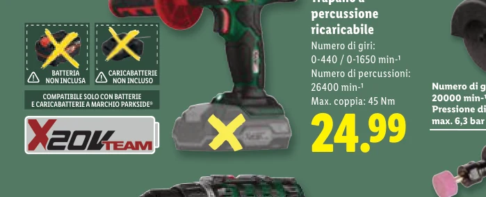 NON INCLUSO BATTERIA NON INCLUSA - Caricabatterie