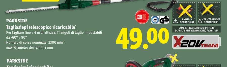 Tagliasiepi telescopico ricaricabile* - Parkside