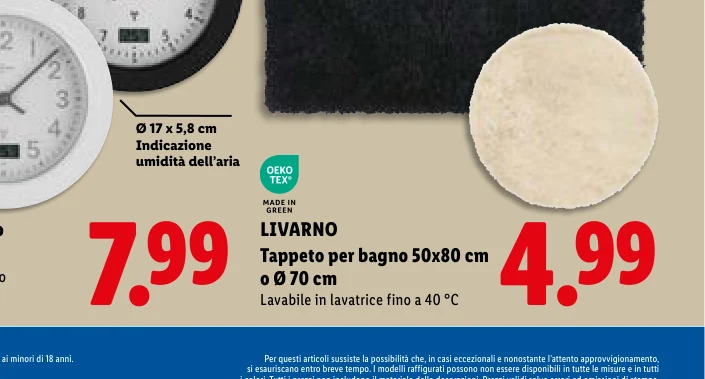 Tappeto per bagno 50x80 cm o Ø 70 cm - Livarno