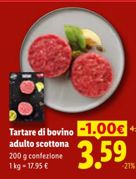 Tartare di bovino adulto scottona