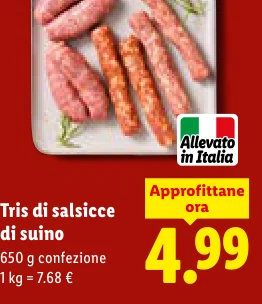 Tris di salsicce di suino