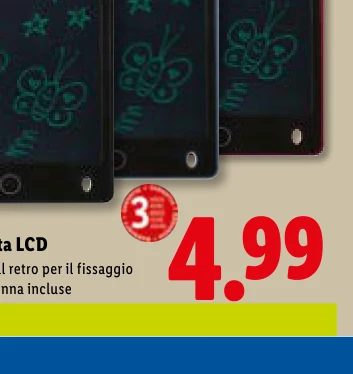 TRONIC Lavagnetta LCD 2 magneti sul retro per il fissaggio Batteria e penna incluse