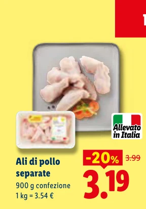 Ali di pollo separate