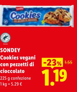 Cookies vegani con pezzetti di cioccolato - Sondey