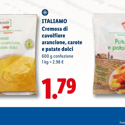 Cremosa di cavolfiore arancione, carote e patate dolci - Italiamo