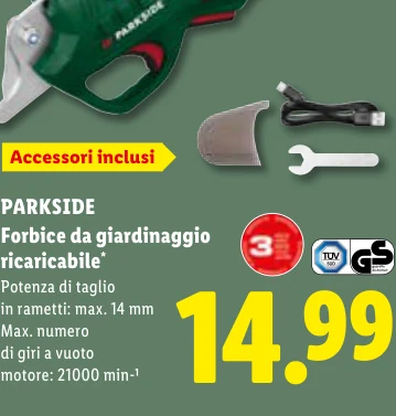 Forbice da giardinaggio ricaricabile* - Parkside