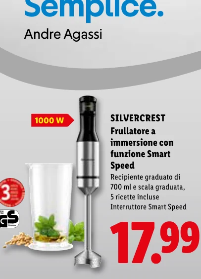 Frullatore a immersione con funzione Smart Speed - Silvercrest