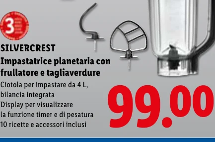 Impastatrice planetaria con frullatore e tagliaverdure - Silvercrest