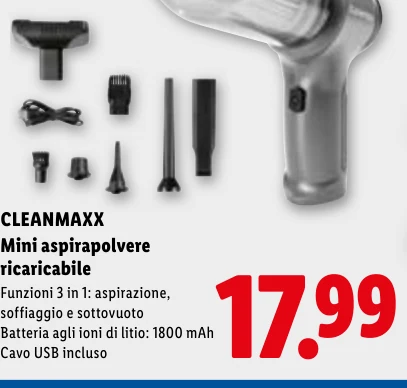 Mini aspirapolvere ricaricabile - Cleanmaxx