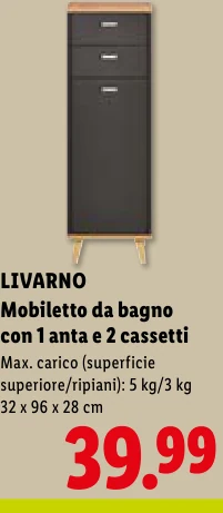 Mobiletto da bagno con 1 anta e 2 cassetti - Livarno