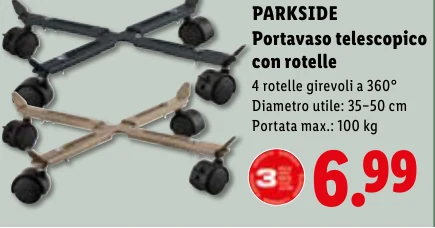 Portavaso telescopico con rotelle - Parkside