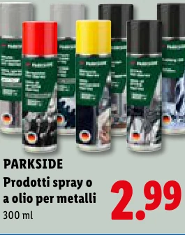 Prodotti spray o a olio per metalli - Parkside