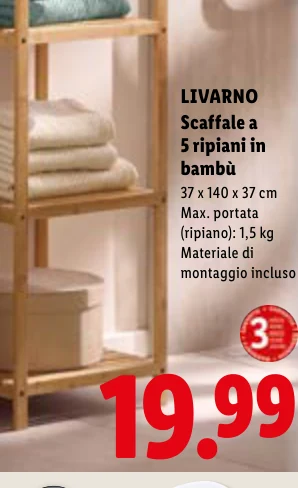 Scaffale a 5 ripiani in bambù - Livarno