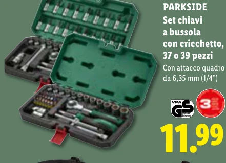 Set chiavi a bussola con cricchetto, 37 o 39 pezzi - Parkside