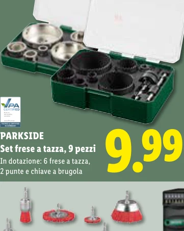 Set frese a tazza, 9 pezzi - Parkside