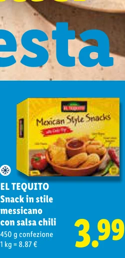 Snack in stile messicano con salsa chili - El Tequito