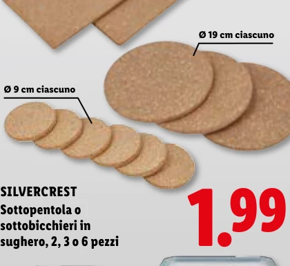 Sottopentola o sottobicchieri in sughero, 2, 3 o 6 pezzi - Silvercrest