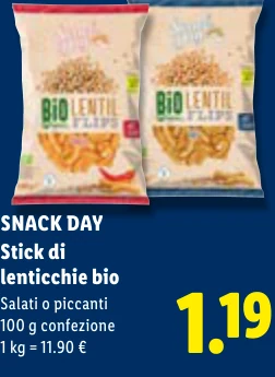 Stick di lenticchie bio - Snack Day