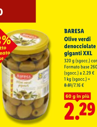 Olive verdi denocciolate giganti XXL - Baresa