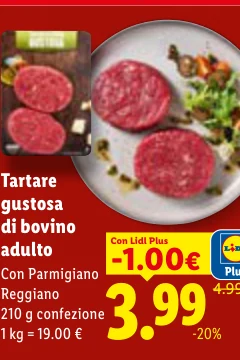 Tartare gustosa di bovino adulto