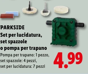 Set per lucidatura, set spazzole o pompa per trapano - Parkside