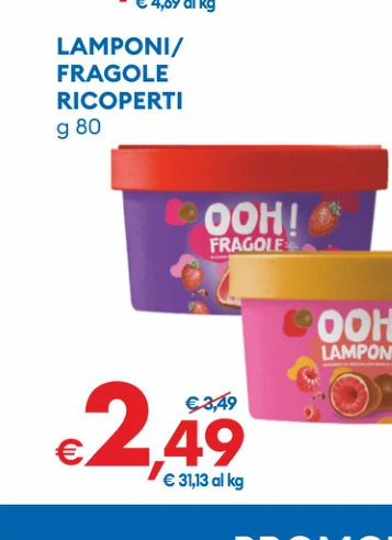 LAMPONI/ FRAGOLE RICOPERTI g 80