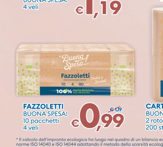FAZZOLETTI BUONA SPESA! 10 pacchetti - 4 veli