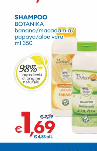 SHAMPOO BOTANIKA banana/macadamia/ papaya/aloe vera