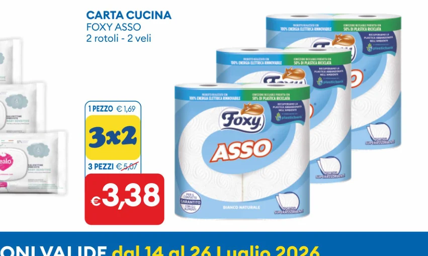 CARTACUCINA FOXYASSO 2 rotoli -2 veli