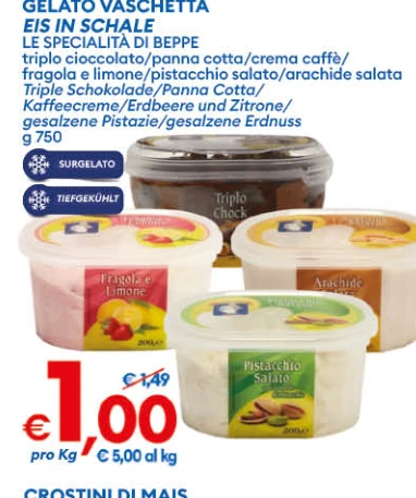 Gelato vaschetta Le Specialita di Beppe