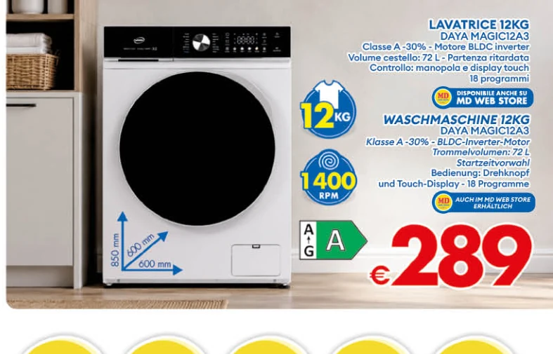 Lavatrice 12 kg Daya Magic 12A3