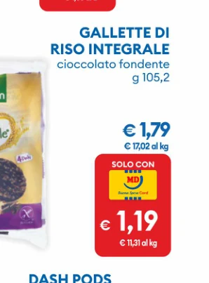 GALLETTE DI RISO INTEGRALE CIOCCOLATO FONDENTE g 105,2