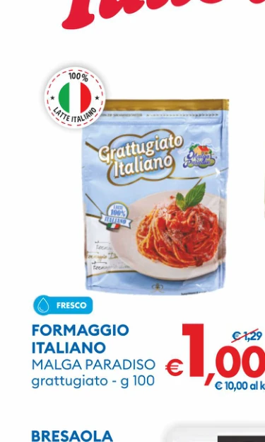Formaggio italiano Malga Paradiso grattugiato