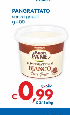 PANGRATTATO senza grassi g 400