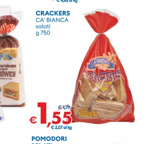 CRACKERS CA'BIANCA salati g 750 - Ca' Bianca