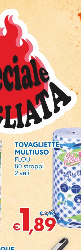 TOVAGLIETTE MULTIUSO FLOU 80strappi