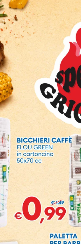 BICCHIERICAFFE FLOU GREEN incartoncino 50x70cc