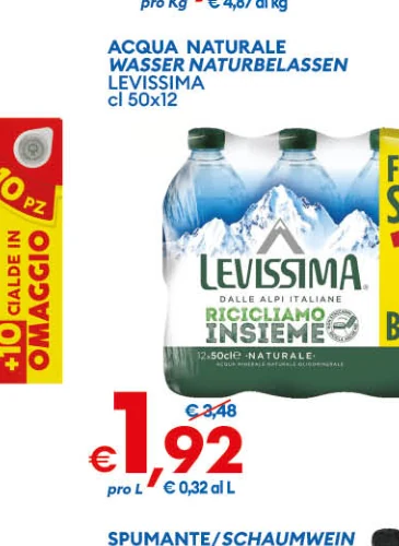 ACQUA NATURALE WASSERNATURBELASSEN LEVISSIMA cl50x12