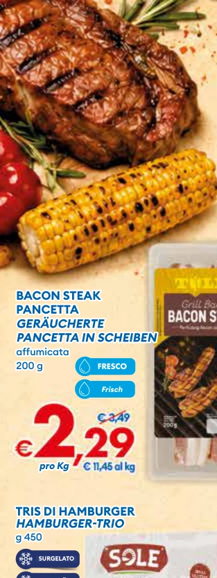 BACONSTEAK PANCETTA GERAUCHERTE PANCETTAINSCHEIBEN affumicata