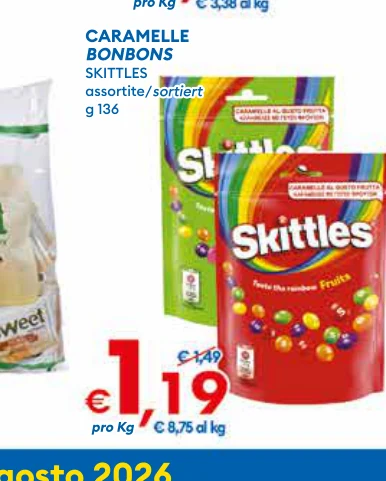 CARAMELLE BONBONS SKITTLES assortite/sortiert